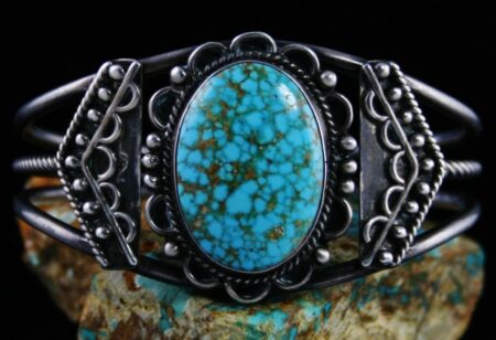 Vintage Number Eight Spiderweb Turquoise Bracelet