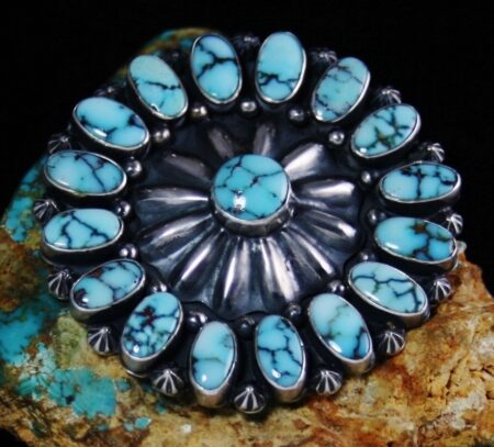 Vintage Lone Mountain Turquoise Cluster Pin/Pendant