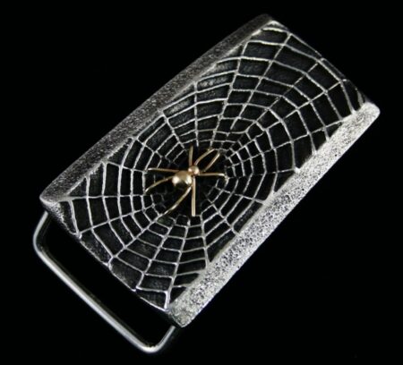 Philander Begay Solid 14K Gold Over Tufa Cast Sterling Silver Spiderweb Buckle