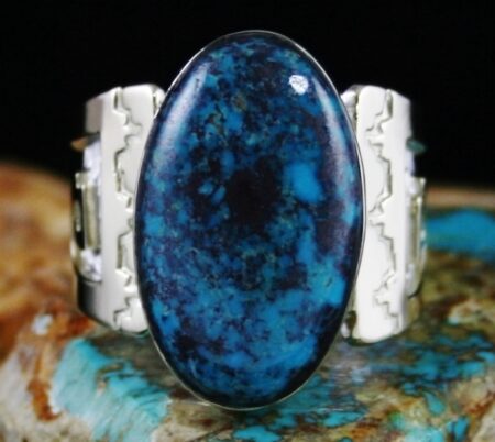 Dina Huntinghorse Bisbee Turquoise Solid 14K Gold Over Sterling Silver Ring