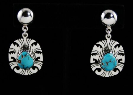 Alton Bedonie Brannon Blue Turquoise Dangle Earrings