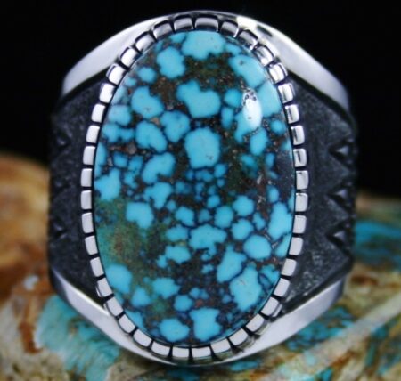 Alton Bedonie Kingman Spiderweb Turquoise Ring