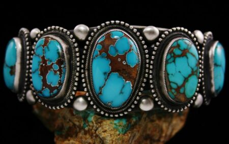 Calvin Martinez Brannon Blue Turquoise Ingot Row Bracelet