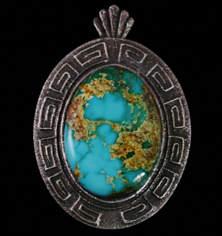 Leander Begay Royston Turquoise Tufa Cast Sterling Silver Pendant