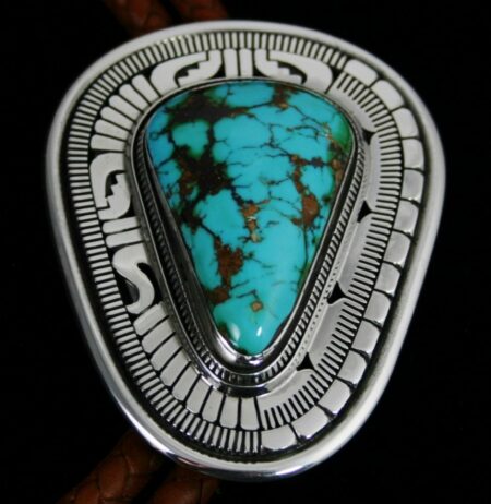 Leonard Nez Royston Turquoise Overlay Bolo Tie