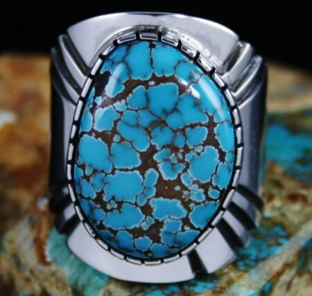 Leonard Nez Brannon Blue Spiderweb Turquoise Ring