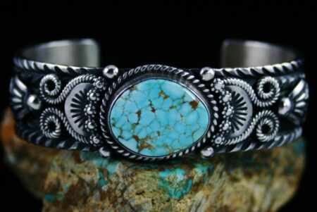 Darrell Cadman Number Eight Spiderweb Turquoise Bracelet