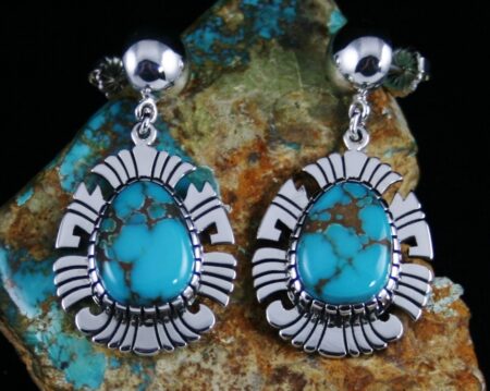 Alton Bedonie Brannon Blue Turquoise Dangle Earrings