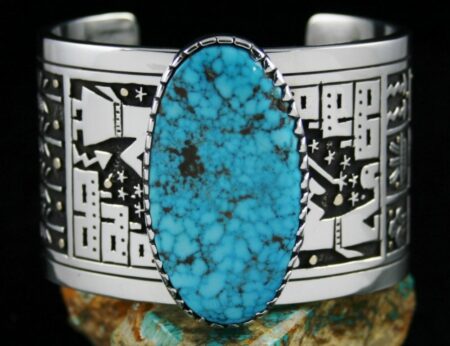 Joseph Coriz Turquoise Mountain Spiderweb Double Sided Overlay Bracelet