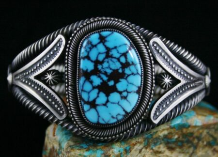 Sammie Kescoli Begay Godber Burnham Spiderweb Turquoise Ingot Twist Wire Bracelet