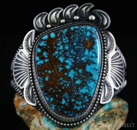 Sammie Kescoli Begay Pilot Mountain Spiderweb Turquoise Bear Paw Ingot Bracelet
