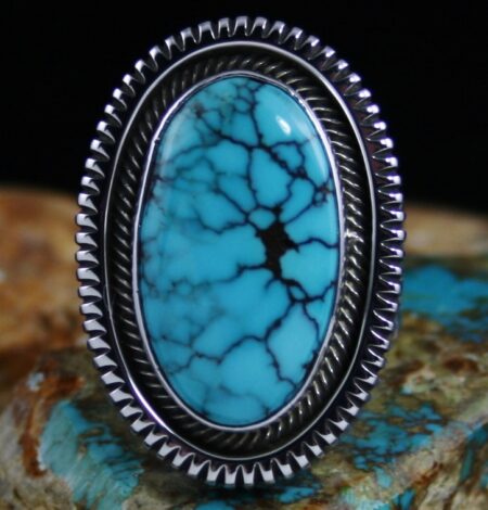 Ned Nez Godber Burnham Spiderweb Turquoise Shadowbox Design Ring