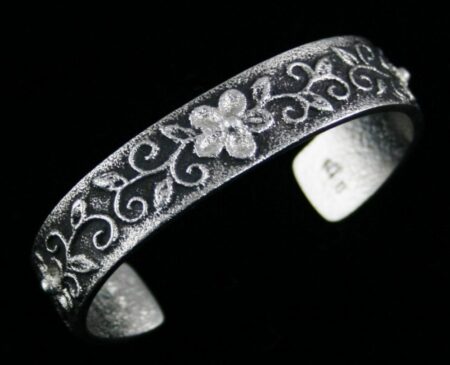 Rebecca Begay Tufa Cast Sterling Silver Floral Design Bracelet