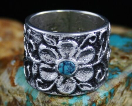Rebecca Begay Spiderweb Turquoise Tufa Cast Sterling Silver Ring