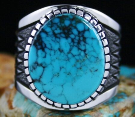 Alton Bedonie Apache Blue Spiderweb Turquoise Ring