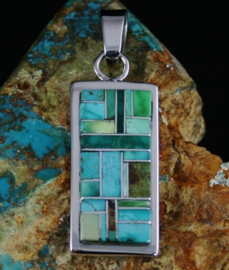 Tommy Jackson Carico Lake Turquoise Inlay Pendant