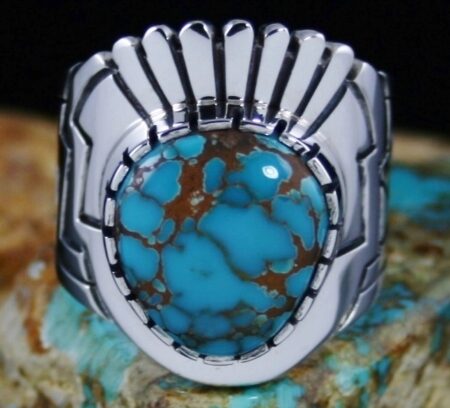 Roy Talaheftewa Brannon Turquoise Overlay Ring