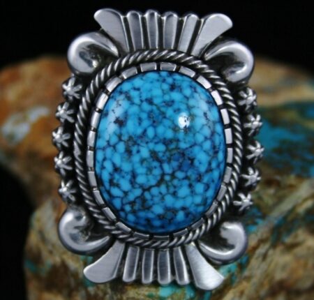 Thomas Jim Ithaca Peak Spiderweb Turquoise Ring