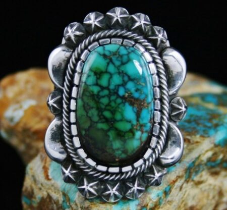Thomas Jim Candelaria Blue Spiderweb Turquoise Ring