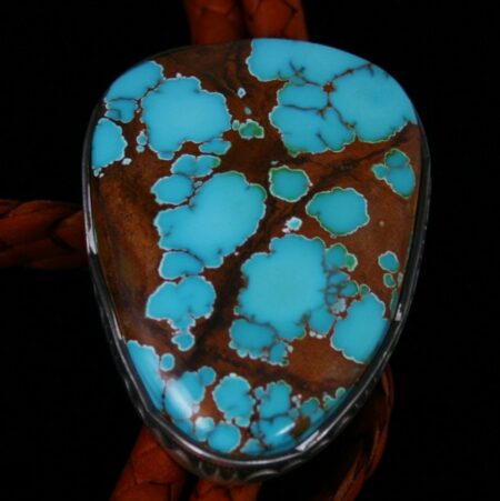 Sammie Kescoli Begay Brannon Blue Turquoise Ingot Sterling Silver Bolo