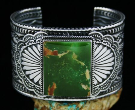 Sunshine Reeves Royston Turquoise Double Sided Navajo Rug Pattern Bracelet