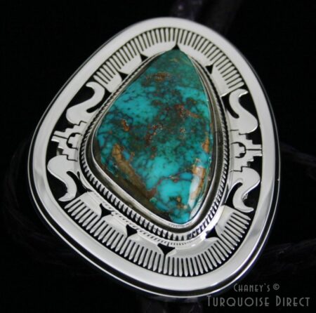 Leonard Nez Candelaria Turquoise Overlay Bolo Tie