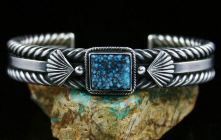 Steve Arviso Ithaca Peak Spiderweb Turquoise Bracelet