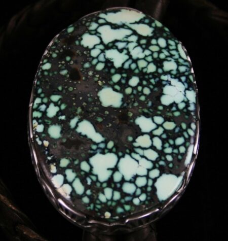 Sammie Kescoli Begay Peacock Spiderweb Variscite Ingot Bolo Tie