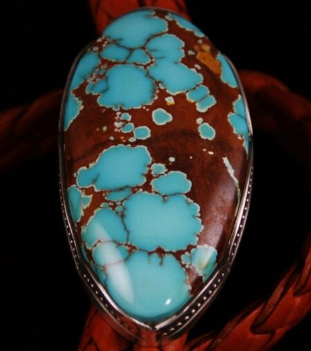 Sammie Kescoli Begay Brannon Blue Spiderweb Turquoise Ingot Bolo Tie