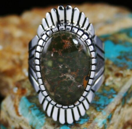 Alton Bedonie Cerrillos Spiderweb Turquoise Ring