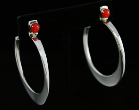 Edison Cummings Mediterranean Oxblood Coral Hoop Earrings