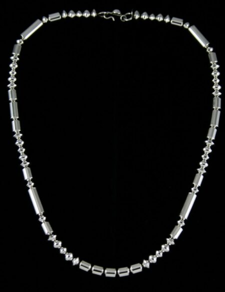 Margaret Lee Sterling Silver Barrel and Round Bead Necklace