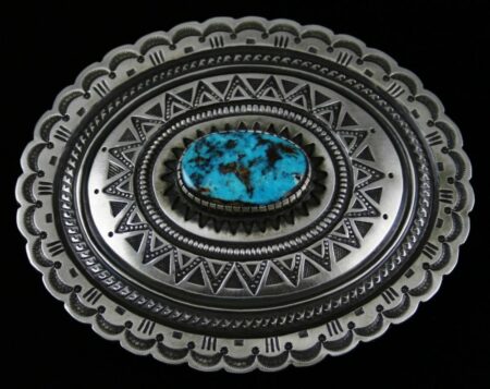 Calvin Martinez Candelaria Turquoise Ingot Sterling Silver Belt Buckle