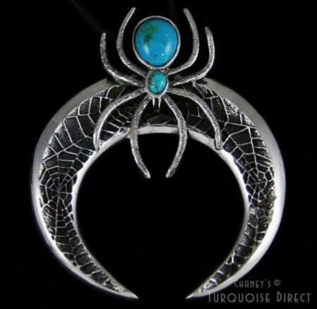 Philander Begay Blue Gem Turquoise Spider Design Naja Pendant