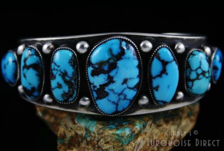 Sammie Kescoli Begay Godber Burnham Turquoise Ingot Coin Silver Row Bracelet