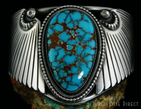 Sammie Begay Brannon Blue Spiderweb Turquoise Ingot Bracelet