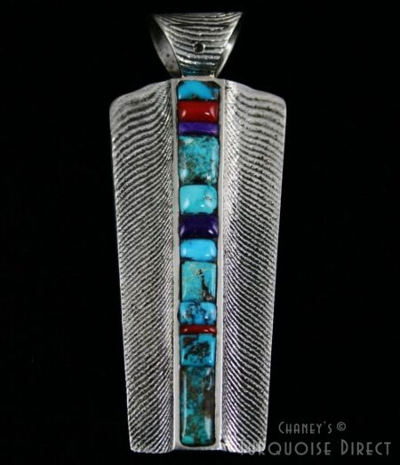 Philander Begay Multi-Stone Tufa Cast Sterling Silver Yei Pendant