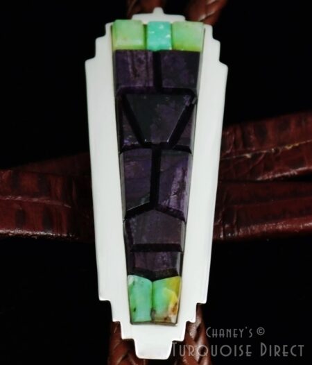 Anthony Garcia Sugilite and Chrysoprase Inlay Bolo Tie