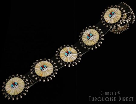 Vintage Abel Soseeah Inlay Sunface Concho Belt
