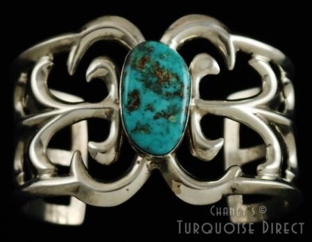 Vintage Blue Gem Turquoise Sandcast Bracelet