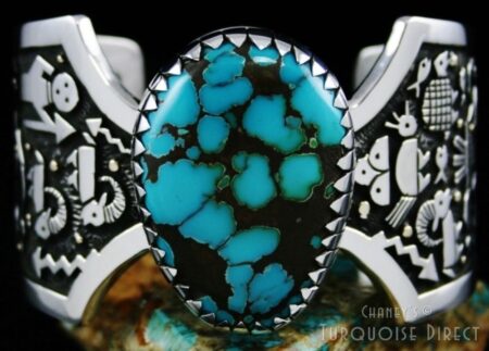 Joseph Coriz Brannon Blue Spiderweb Turquoise Double Sided Overlay Bracelet