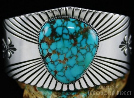 Sammie Kescoli Begay Brannon Blue Spiderweb Turquoise Ingot Coin Silver Bracelet