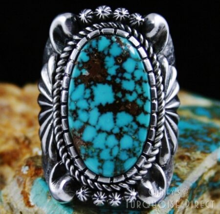 Thomas Jim Red Web Kingman Turquoise Ring