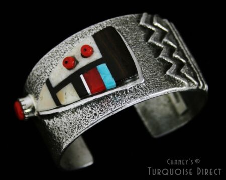 Edison Cummings Colorful Inlay Tufa Cast Sterling Silver Bracelet