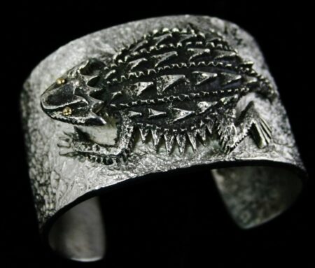 Philander Begay 18K Gold Over Tufa Cast Sterling Silver Horny Toad Bracelet