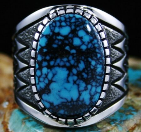 Alton Bedonie Hubei Spiderweb Turquoise Ring