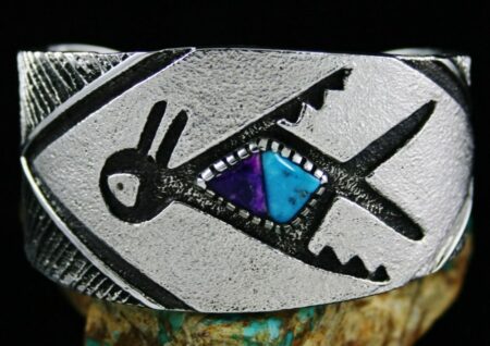 Philander Begay Sugilite and Morenci Turquoise Waterbird Design Bracelet