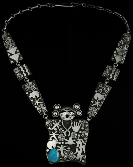 Alex Sanchez Kingman Spiderweb Turquoise Corn Maiden Necklace