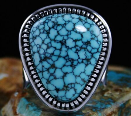 Jennifer Curtis Blue Moon Spiderweb Turquoise Ring