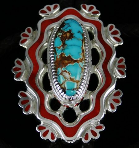Vernon Haskie Danny Boy Turquoise and Oxblood Coral Bolo Tie